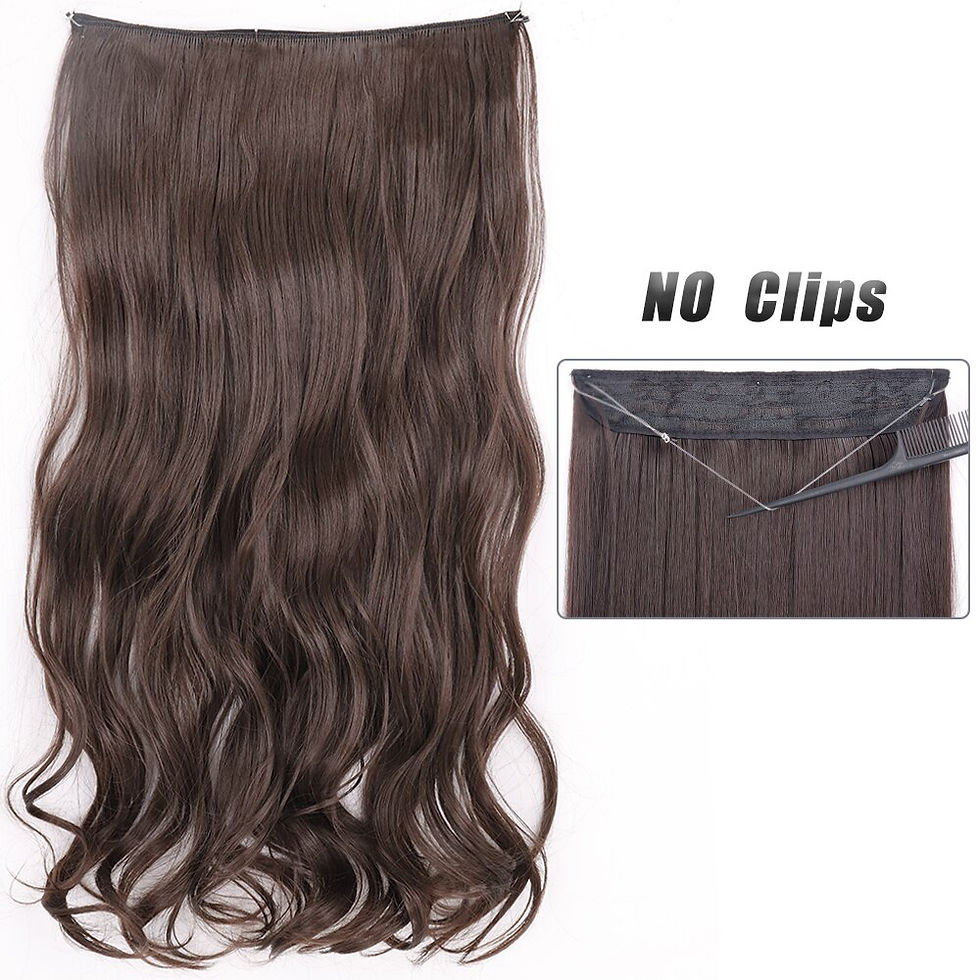 Thumbnail: Long Straight No Clip Synthetic 55/80cm Natural Hair Extensions Invisible Wire 