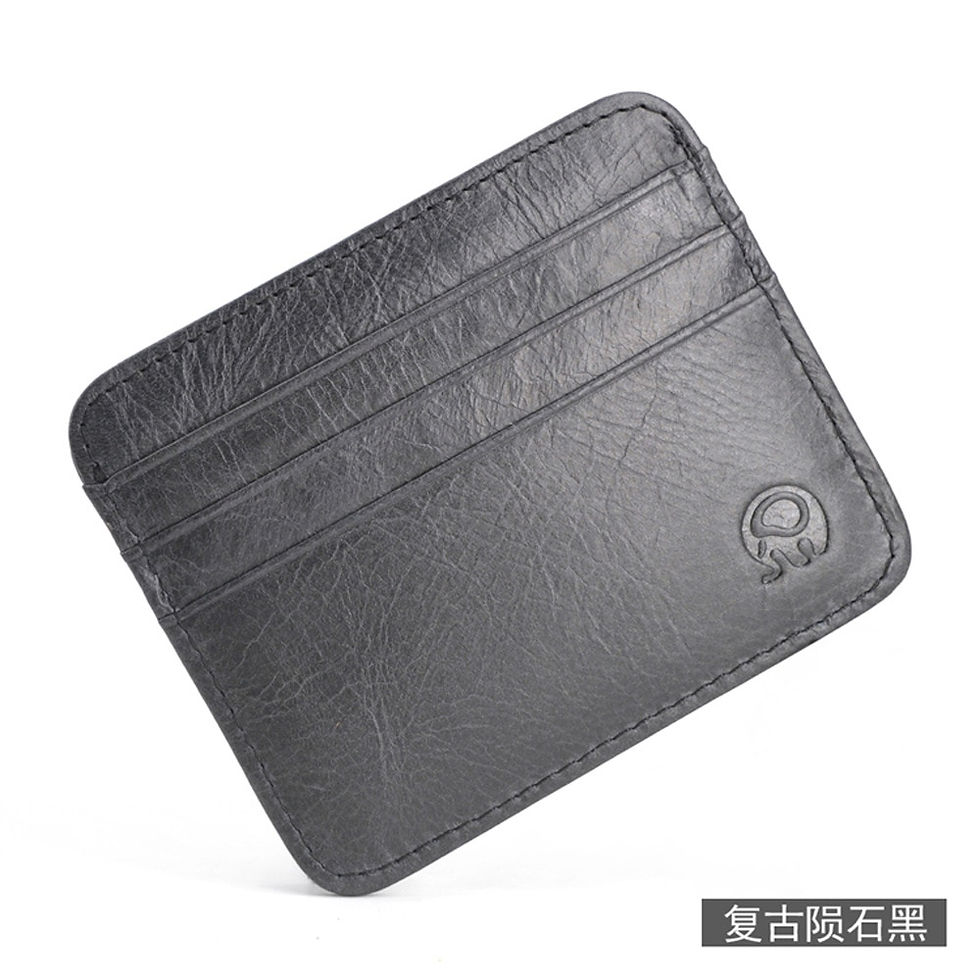 Thumbnail: Retro First Layer Genuine Leather Card Bag with 7 Card Slot Super Thin 100% Rea