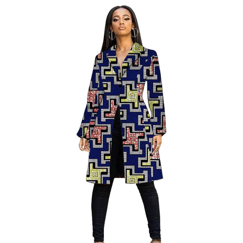 Thumbnail: 2023 Elegant Female Long Jackets African Fashion Wax Print Ankara Outfit Casual