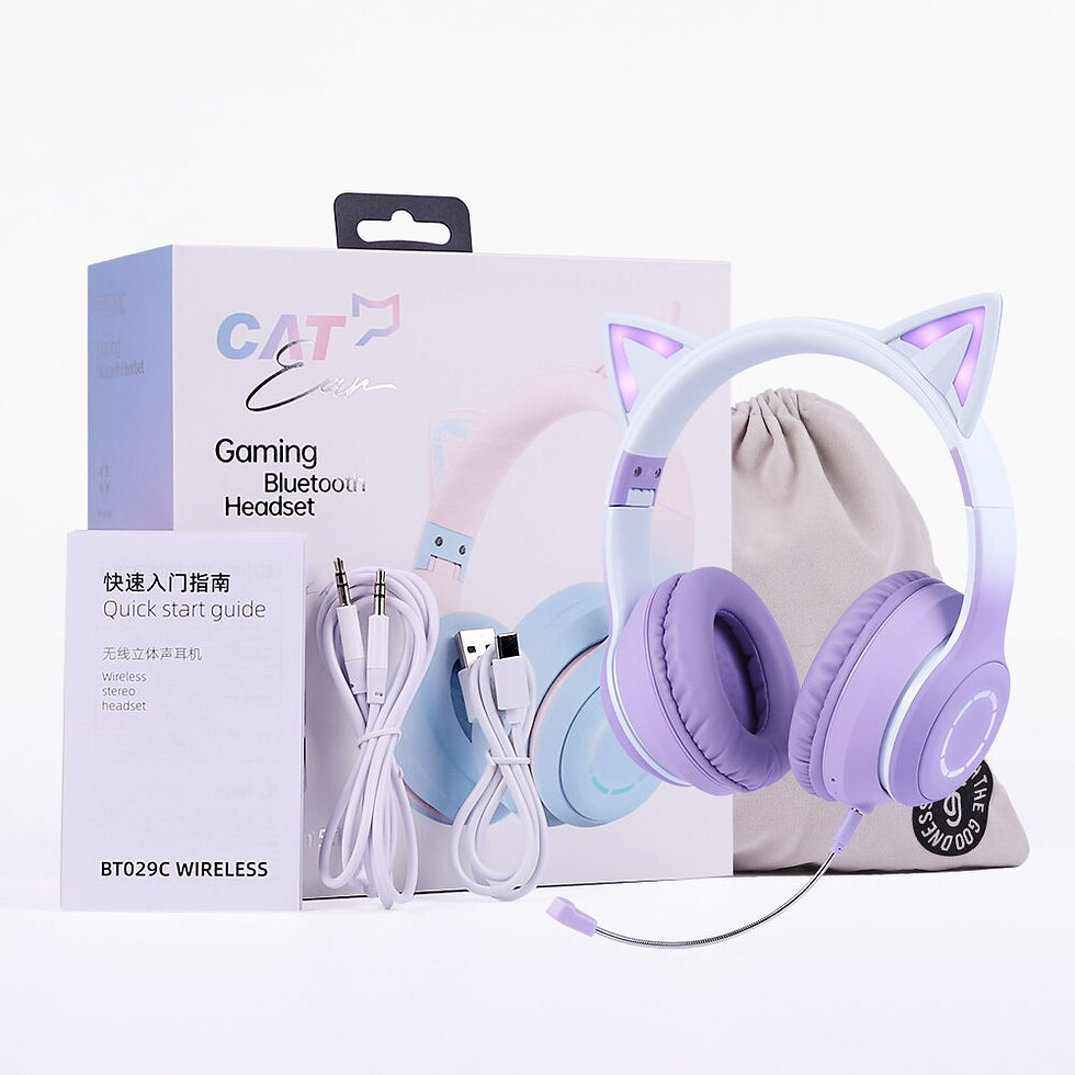 Thumbnail: New cat ear gaming headphones wireless/wired with Bluetooth 5.1 detachable micr