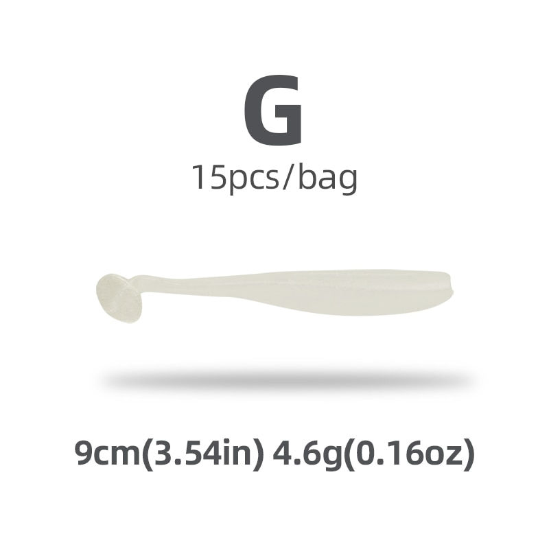 Thumbnail: HANDING PVC Material 5/7/9cm 15Pcs T-Tail Grub Worm Baits Fish Tackle Accessory
