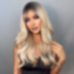 Thumbnail: HAIRCUBE Long Ombre Brown Black Light Blonde Synthetic Wigs with Bangs Heat Res