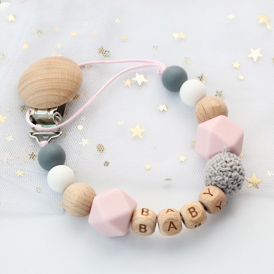 Thumbnail: Dummy Clip Pacifier Holder Soother Teether Chain Personalised Baby Shower Gift 