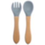 Thumbnail: 2PCS Baby Bamboo Fork Silicone Wooden Baby Feeding Spoon Toddlers Infant Feedin