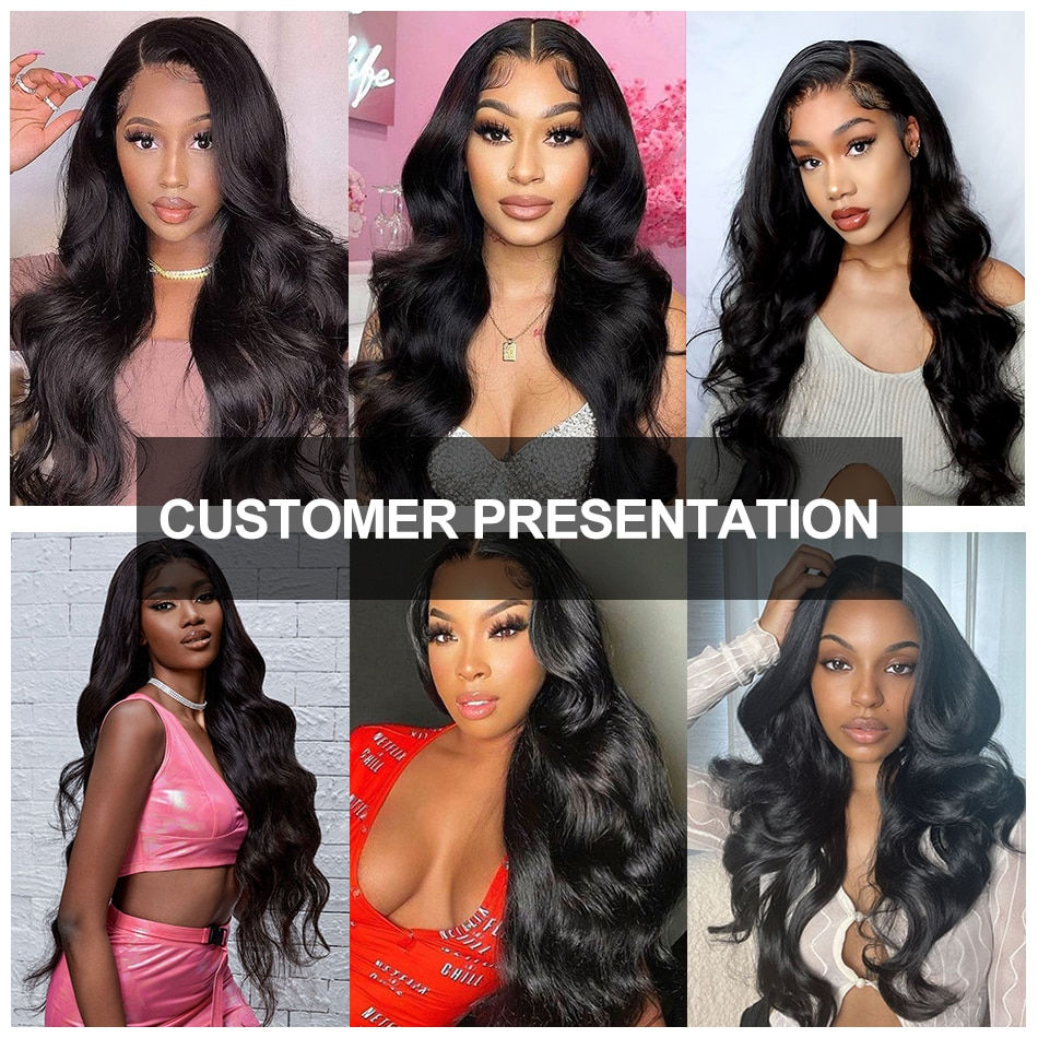 Thumbnail: Brazilian Body wave 13x4 Lace front human hair wig For Women Cheap 13x6 HD tran
