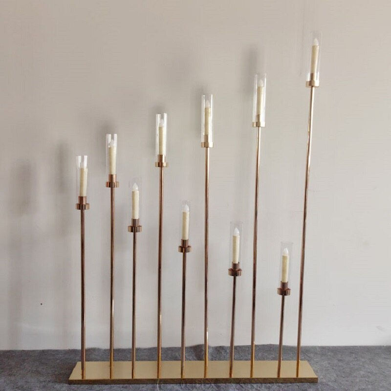 Thumbnail: Set of 2 10 Metal Candle Holders Shiny Gold Candle Holders Wedding Table Center