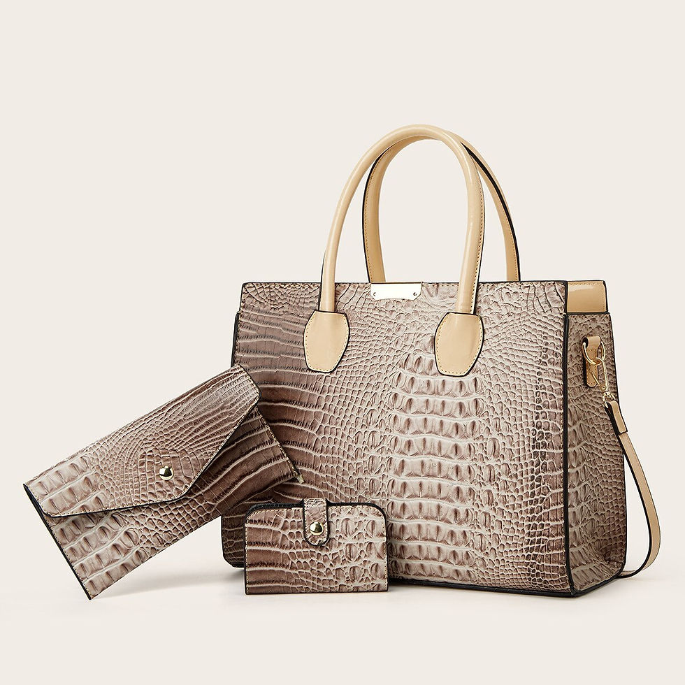 Thumbnail: Fashion Versatile Crocodile Texture Three Piece Set One Shoulder Crossbody Hand