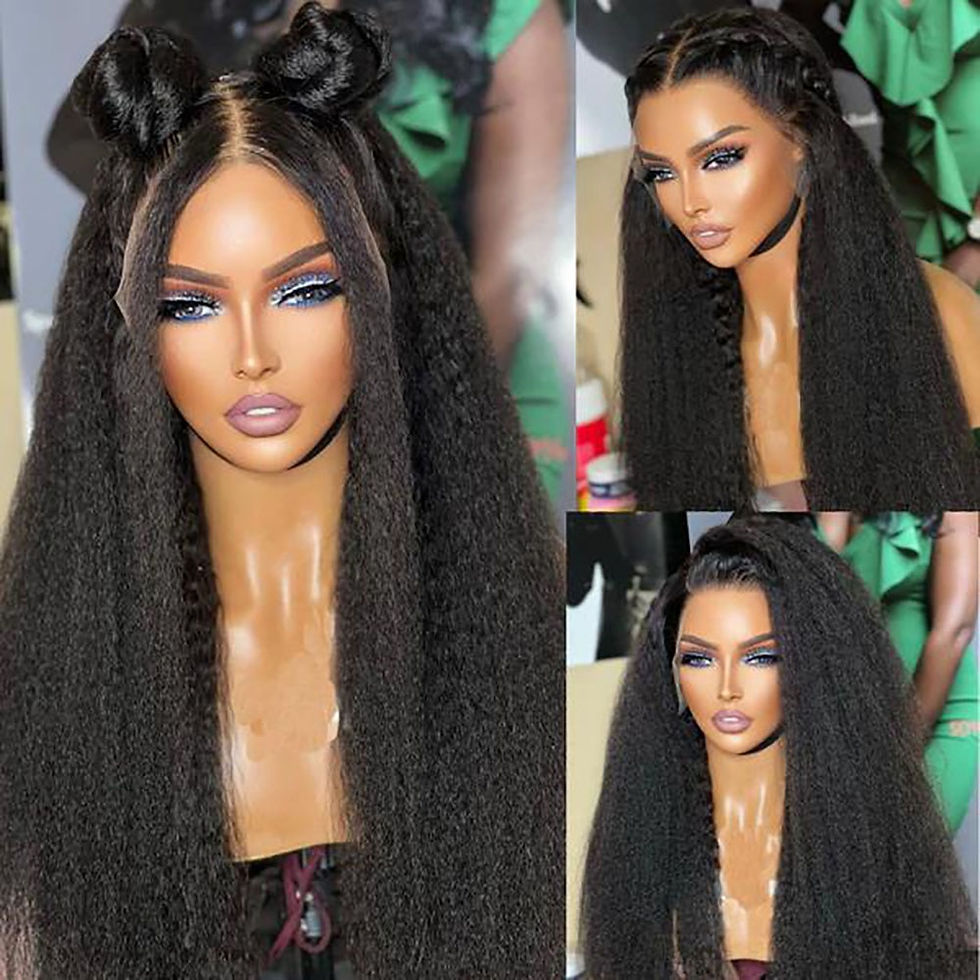 Thumbnail: Lace Front Wigs Kinky Straight Human Hair Wig HD Transparent Yaki Straight Lace