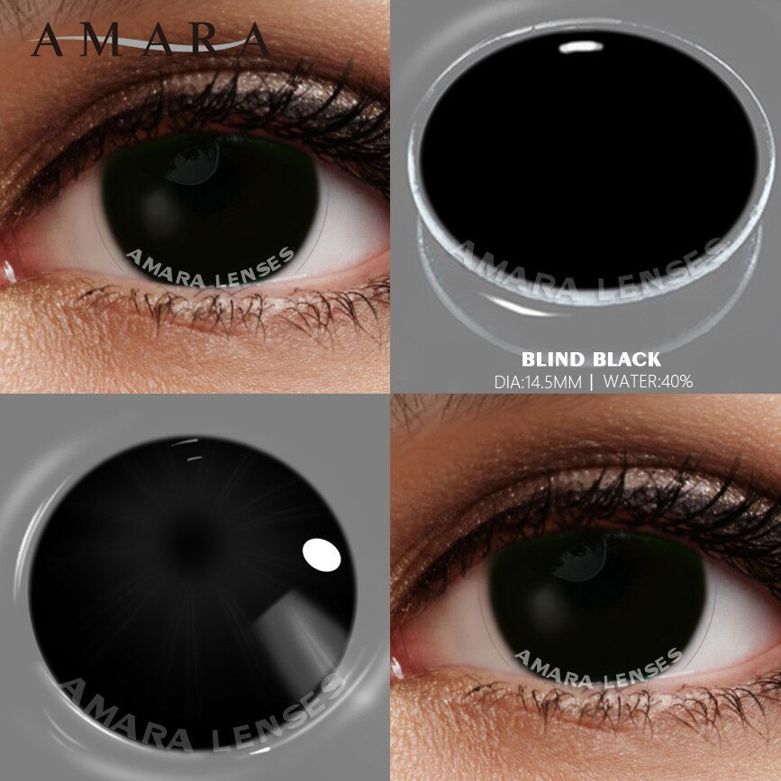 الصورة المصغرة: AMARA Cosplay Color Contact Lenses for Eyes Anime Eye Lenses 1Pair White Black 