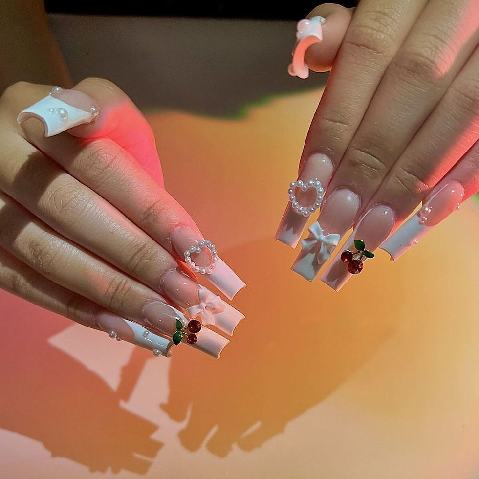 Thumbnail: 24Pcs False Nails Rhinestone Glitter Marble Grain Design Fake Fingernails Long 