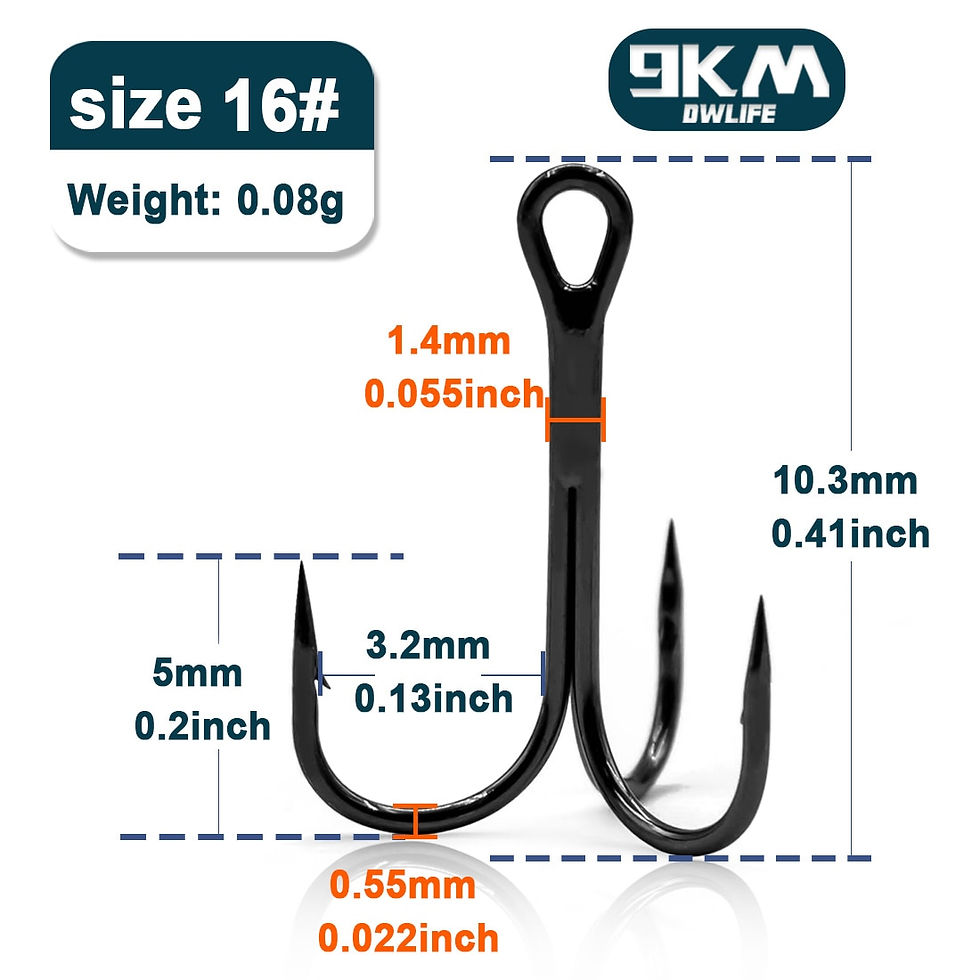 Thumbnail: 9KM Fishing Treble Hooks High Carbon Steel Brabed Sharp Triple Hook Fishing Hoo