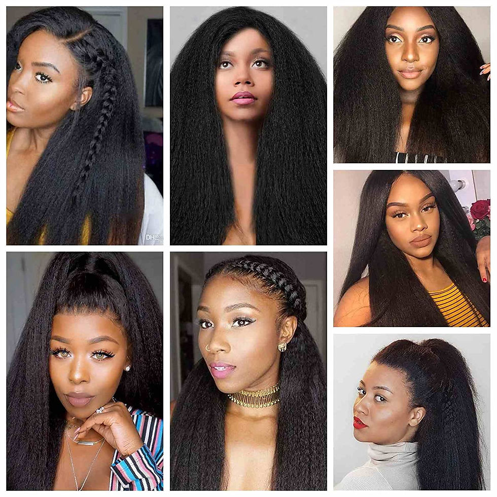 Thumbnail: Black Kinky Straight Wig Synthetic T Part Lace Wigs For Women Reddish Brown Lac