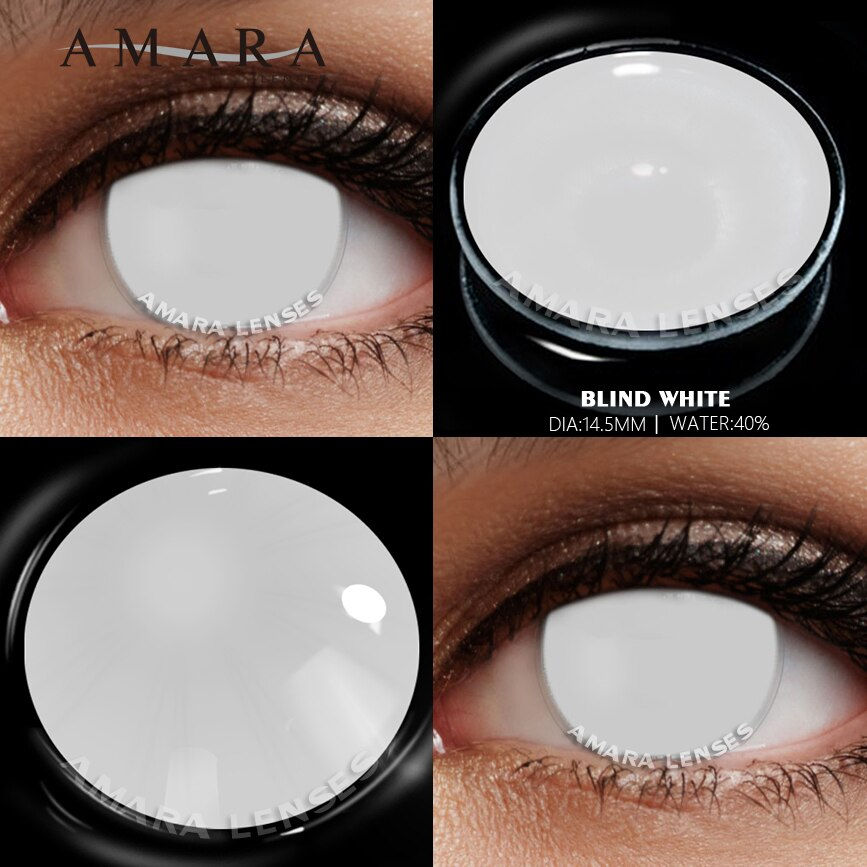 الصورة المصغرة: AMARA Cosplay Color Contact Lenses for Eyes Anime Eye Lenses 1Pair White Black 