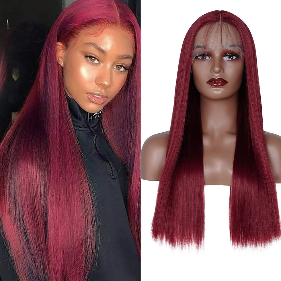 Thumbnail: 99J Burgundy Wig Glueless Pre Plucked Hairline Wig With Baby Hair Synthetic Lac