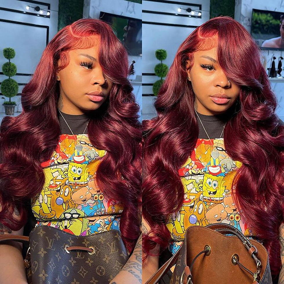 Thumbnail: Red Colored Body Wave 13x6 Hd Lace Frontal Wig Glueless 30 34 36 Inch 13x4 Burg