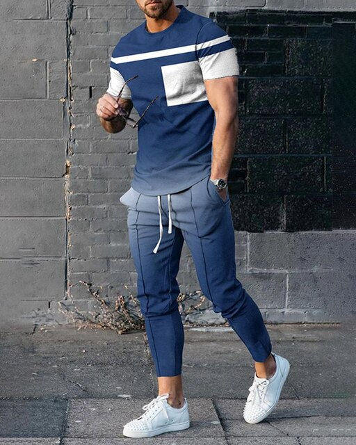 Thumbnail: 2023 Fashion Men Tshirt Suit Tracksuit 3D Printed Sportswear Short Sleeve T-shi