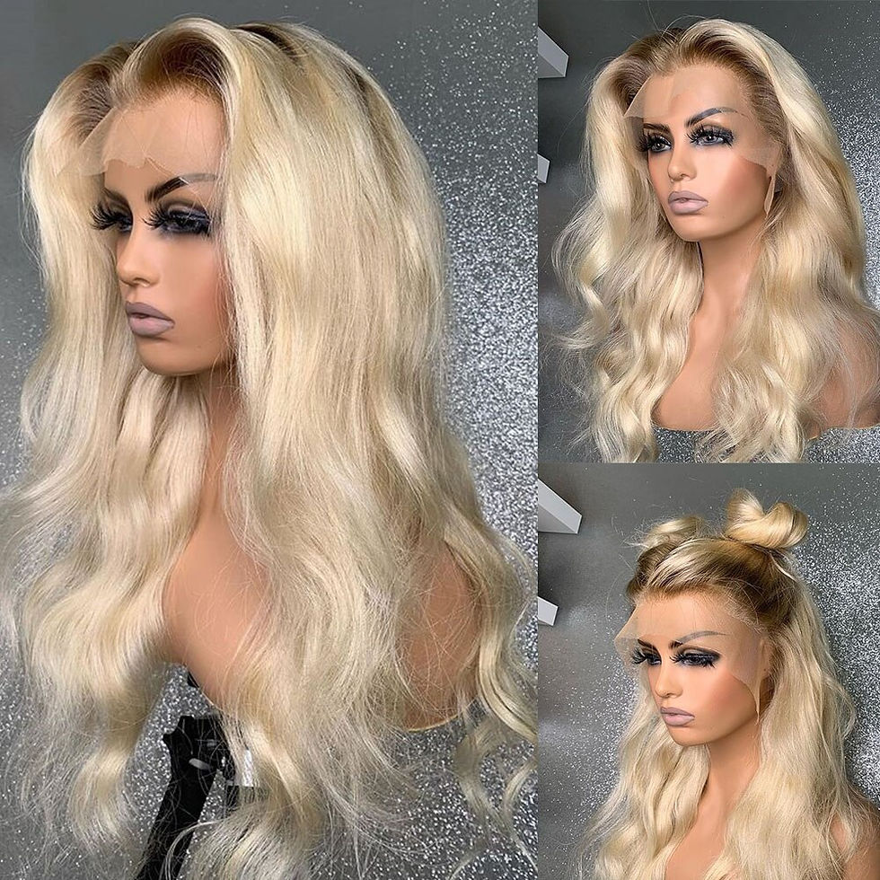 Thumbnail: 180 Density 26 Inch Long Body Wave Ombre Blonde 613 Lace Front Wig for Black Wo