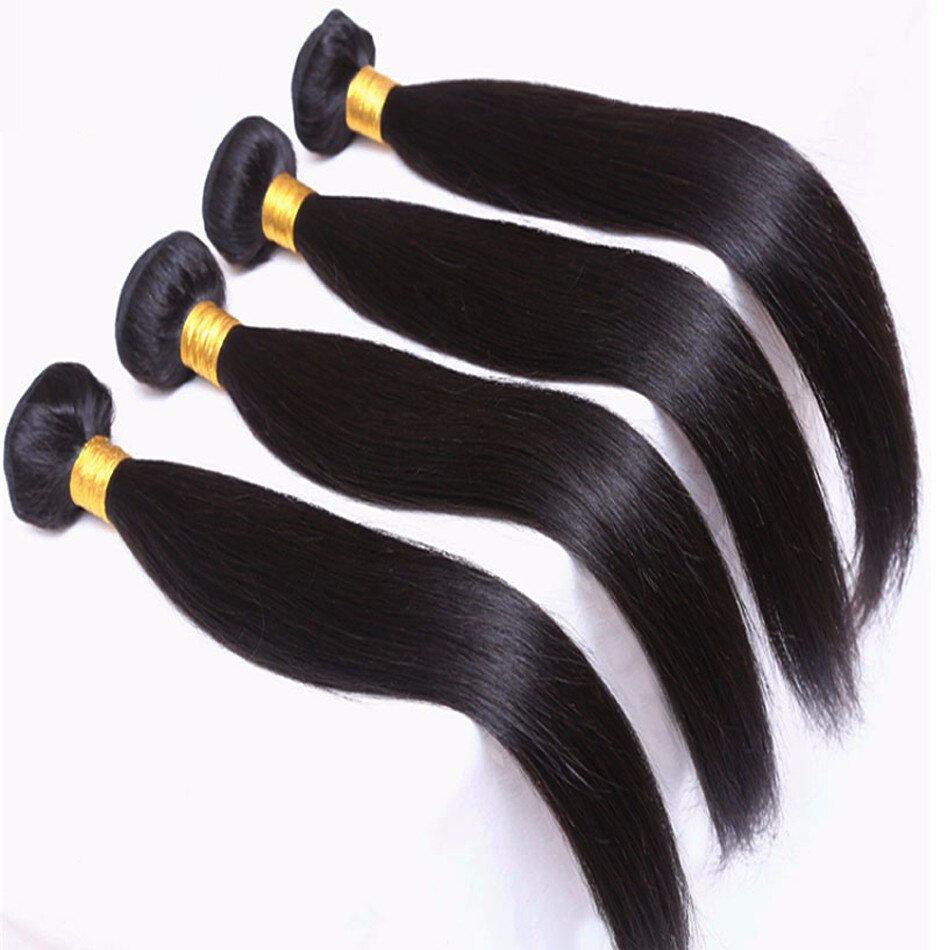 Thumbnail: 30inch Long Straight Human Hair Bundles With Closure Peruvian Human Hair Bundle