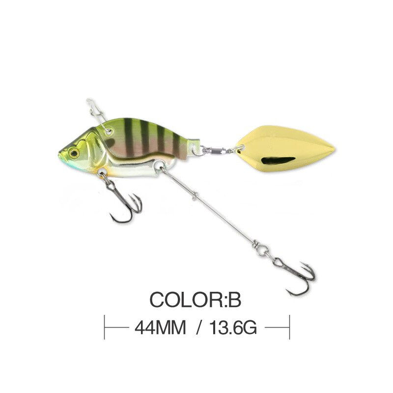 Fishing Lures Wobble Rotating Metal Vib Vibration Bait Winter Fishing 13.6g 44m