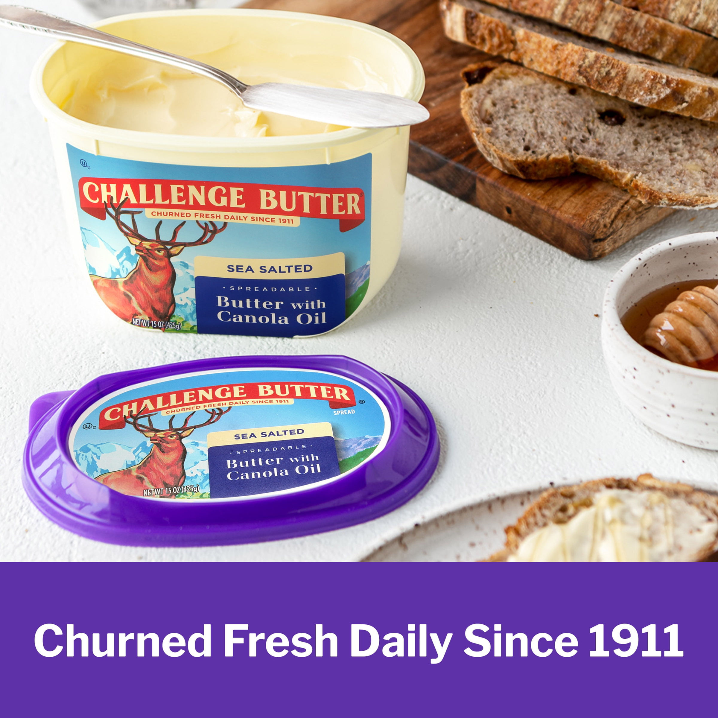 Challenge Butter, Sea Salted, Spreadable Butter with Canola Oil 15 oz Tub