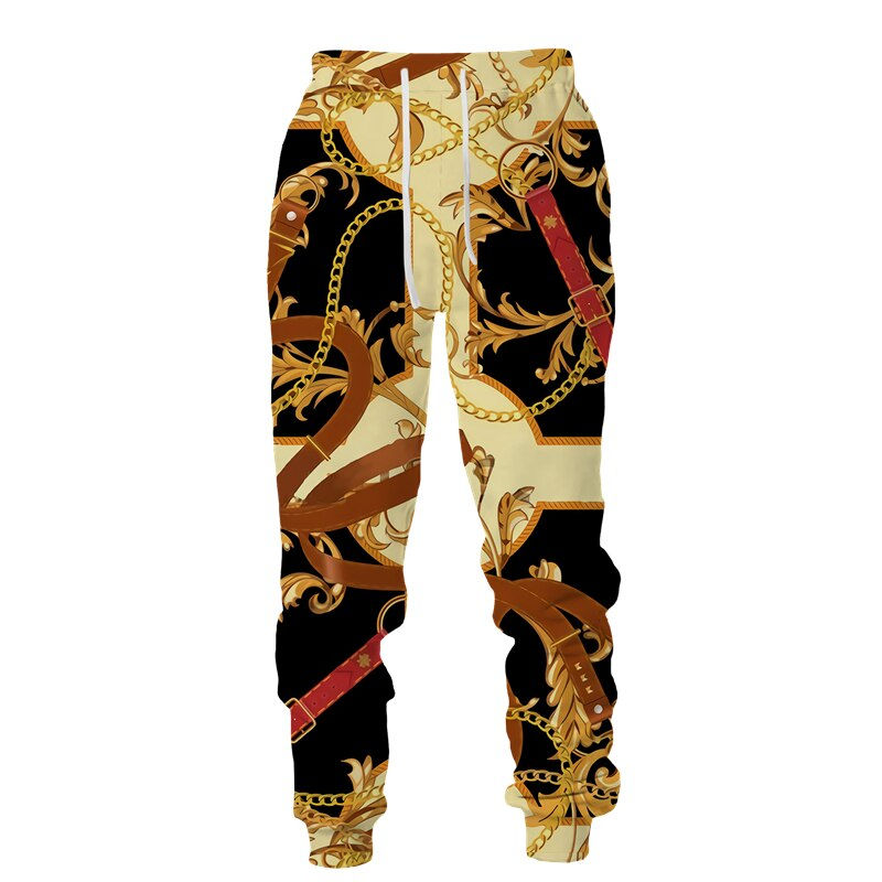 Thumbnail: Baroque Style 3D Printed Crown Golden Chain Hoodie/Pants/Suit Casual Men's Pull
