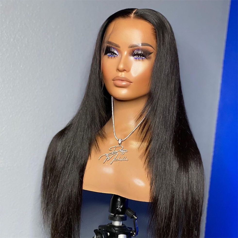 Thumbnail: Black Preplucked 26 Inches 180%Density Straight Glueless Long Lace Front Wig Wi