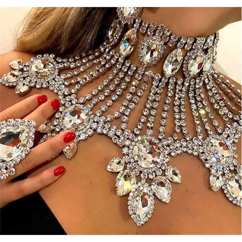 Thumbnail: Bohemian Big Gem Pendant Necklace Girls Luxury Sparkling Rhinestone Clavicle Ch