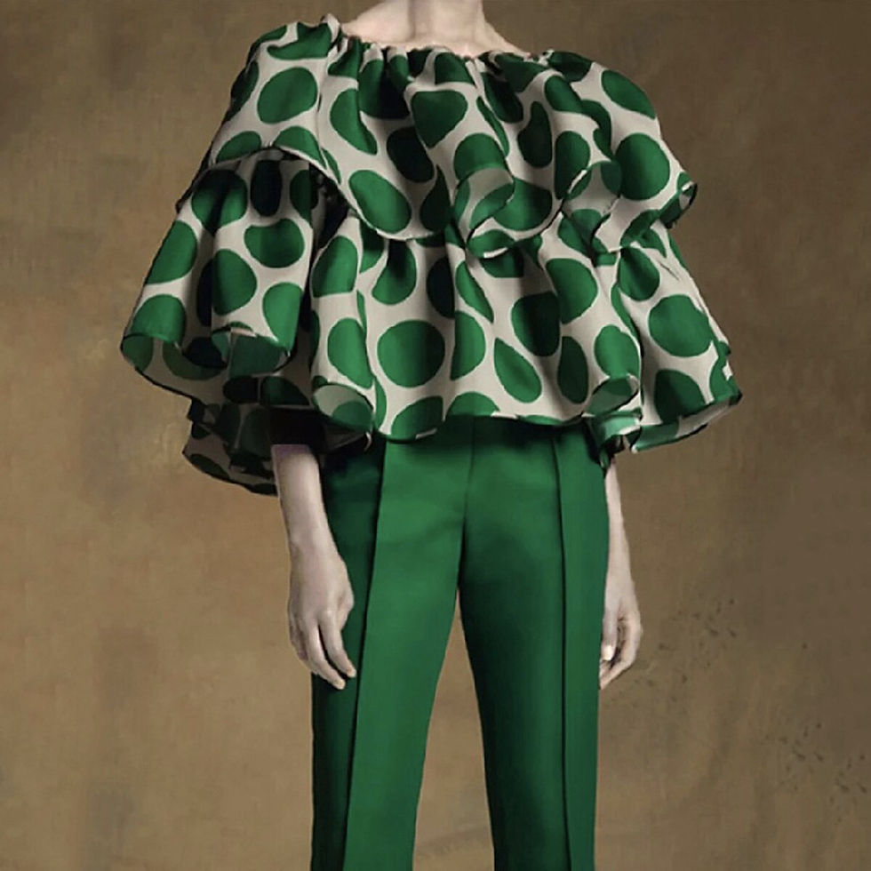 Thumbnail: Yeezzi Summer Female Polka Dot Blouses Fashion Casual Tiered Falbala Elegant Sh
