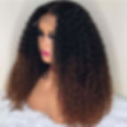 Thumbnail: Preplucked Soft 180%Density 26Inch Long Ombre Brown Kinky Curly Lace Front Wig 