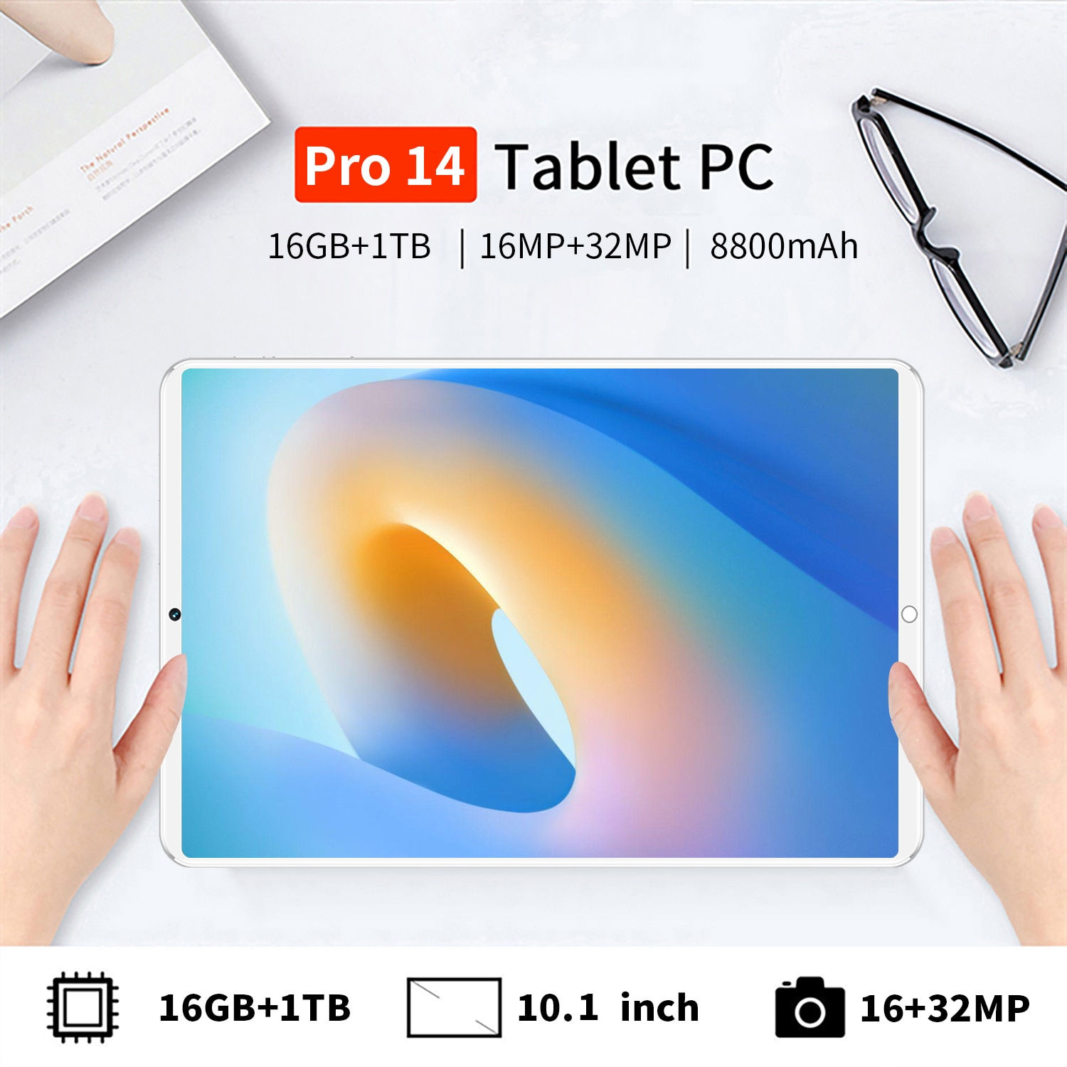5G New Tablet Pro14 10.1inch tablet android 16GB RAM 1TB ROM 8800mAh Android 11