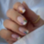 Thumbnail: 24pcs Simple Style Nail Art Colorful Lines Fake Nails In Shape Of Water Drop Pr