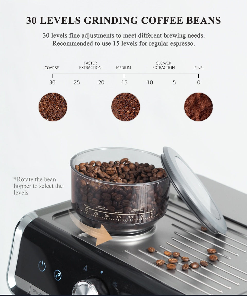 Thumbnail: HiBREW  Barista Pro 19Bar Bean to Espresso,Cafetera  Commercial Level Coffee Ma