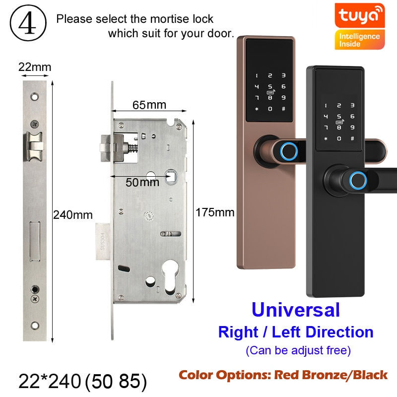 Thumbnail: Diosso Biometric Electronic Door Lock Digital Black Smart Lock Tuya App Remote 