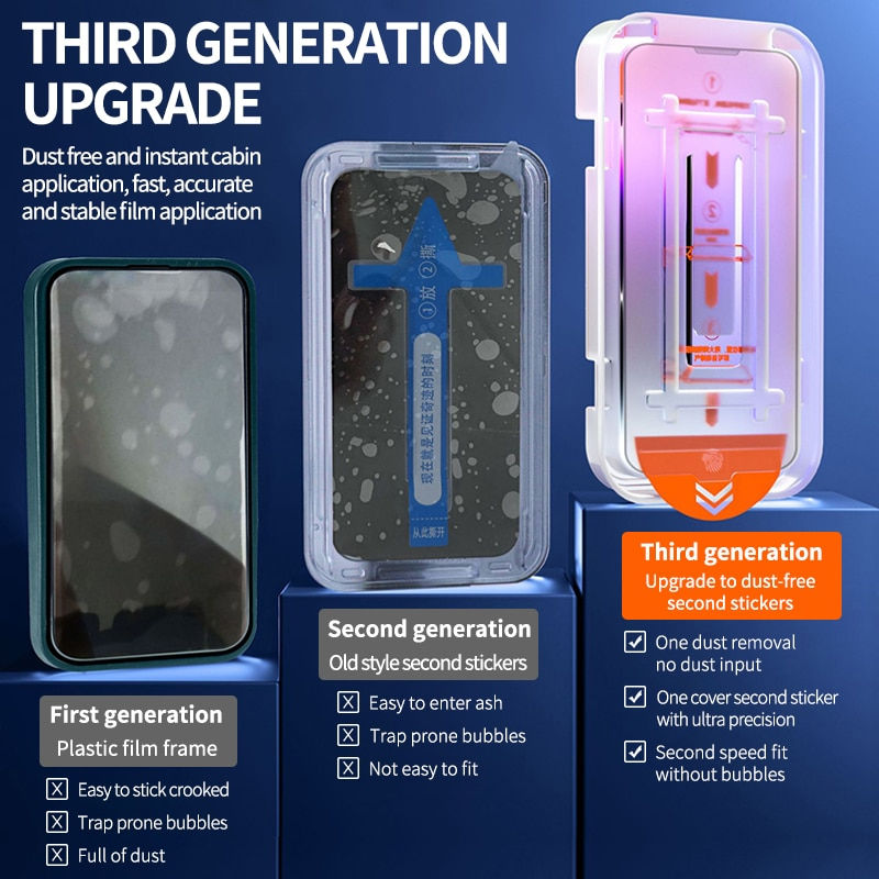 Thumbnail: New 8K Oleophobic Coating Dust free Installation Screen Protector For iPhone 14