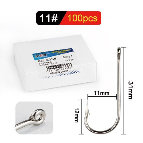 Thumbnail: FTK 10#-20# 100Pcs/Box Round Nickel Big Ringed Sea Hook BENT SEA Hooks From Nor
