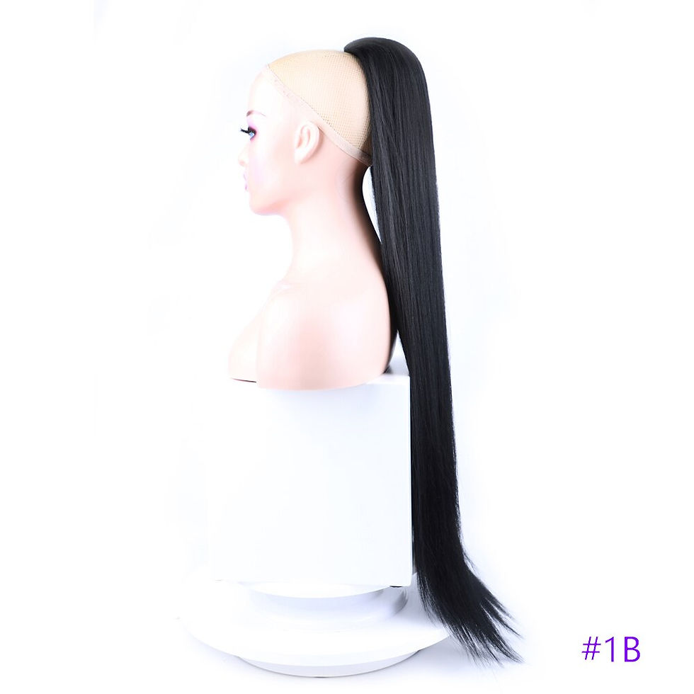 Thumbnail: 30 Inch Long Straight Ponytail Synthetic Drawstring Ponytail Chip-In Hair Exten