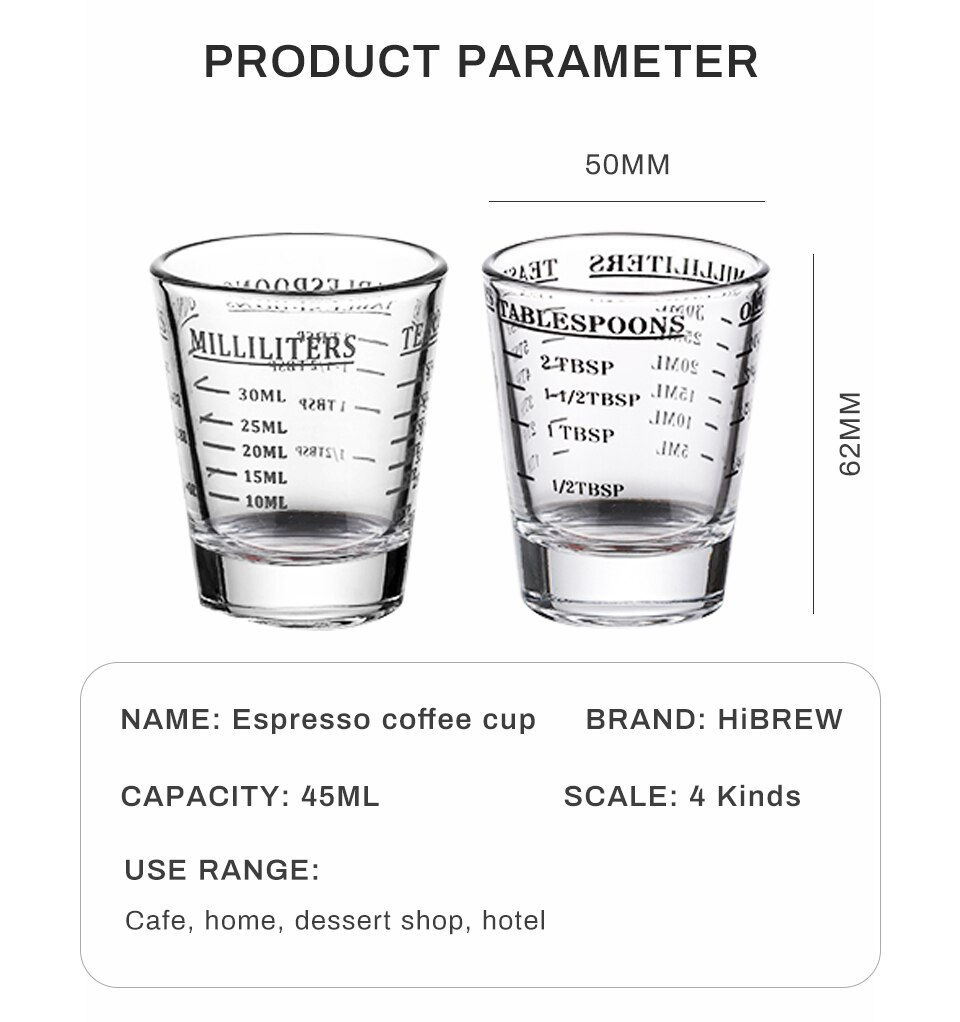 Thumbnail: HiBREW 30ml espresso glass with Glass Measuring Cup Espresso Shot Glass Liquid 