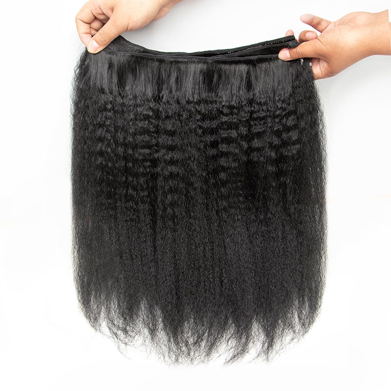 Thumbnail: Kingky Straight  Hair Bundles Remy Human Hair Extensions Double Weft Bouncy Flu