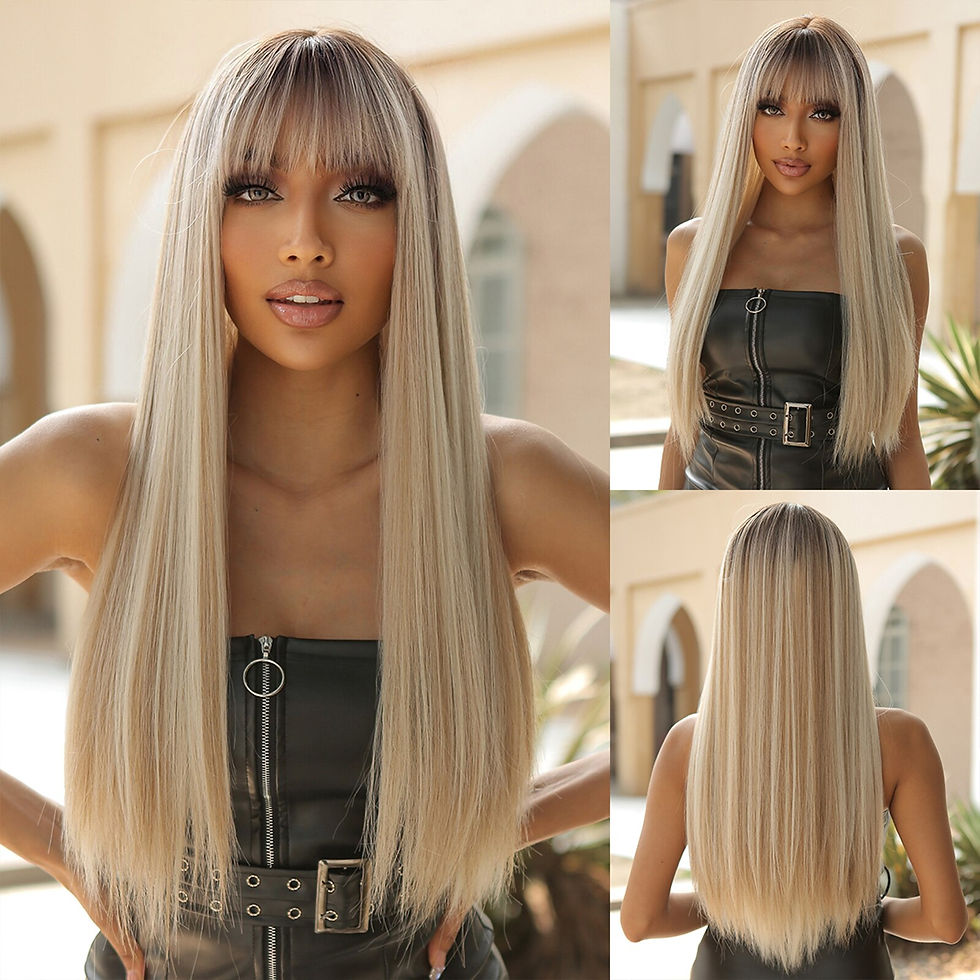 Thumbnail: Black Hair Long Straight Wigs for Women Natural Hair Synthetic Wigs Daily Cospl