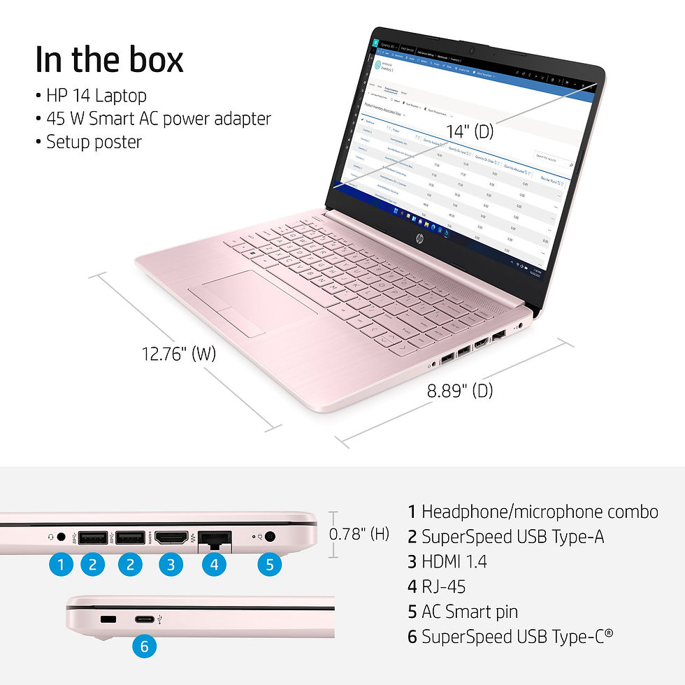 Thumbnail: HP Stream 14" Laptop, Intel Celeron N4020 Processor, 4GB RAM, 64GB eMMC, Pink, 