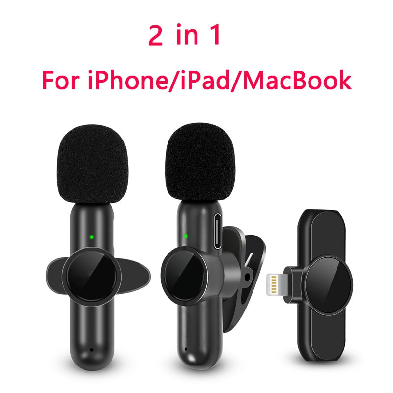 Thumbnail: 2.4G Wireless Lavalier Microphone Noise Cancelling Audio Video Recording for iP