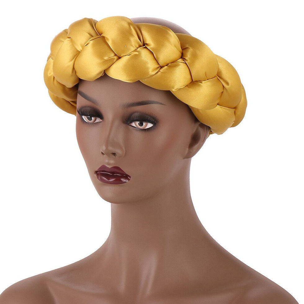 Thumbnail: 2022 Latest Exaggerated big satin twist braid Handmade African Cap Nigerian Wed