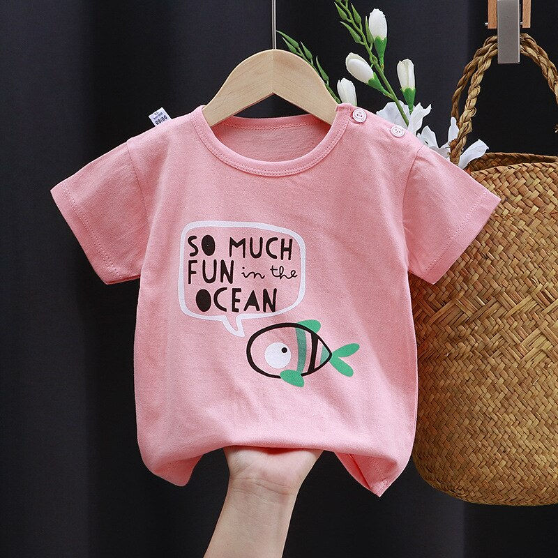 Thumbnail: Children's T-shirt summer boys girls Kids cotton Short Sleeve Shirt Sweatshirt 