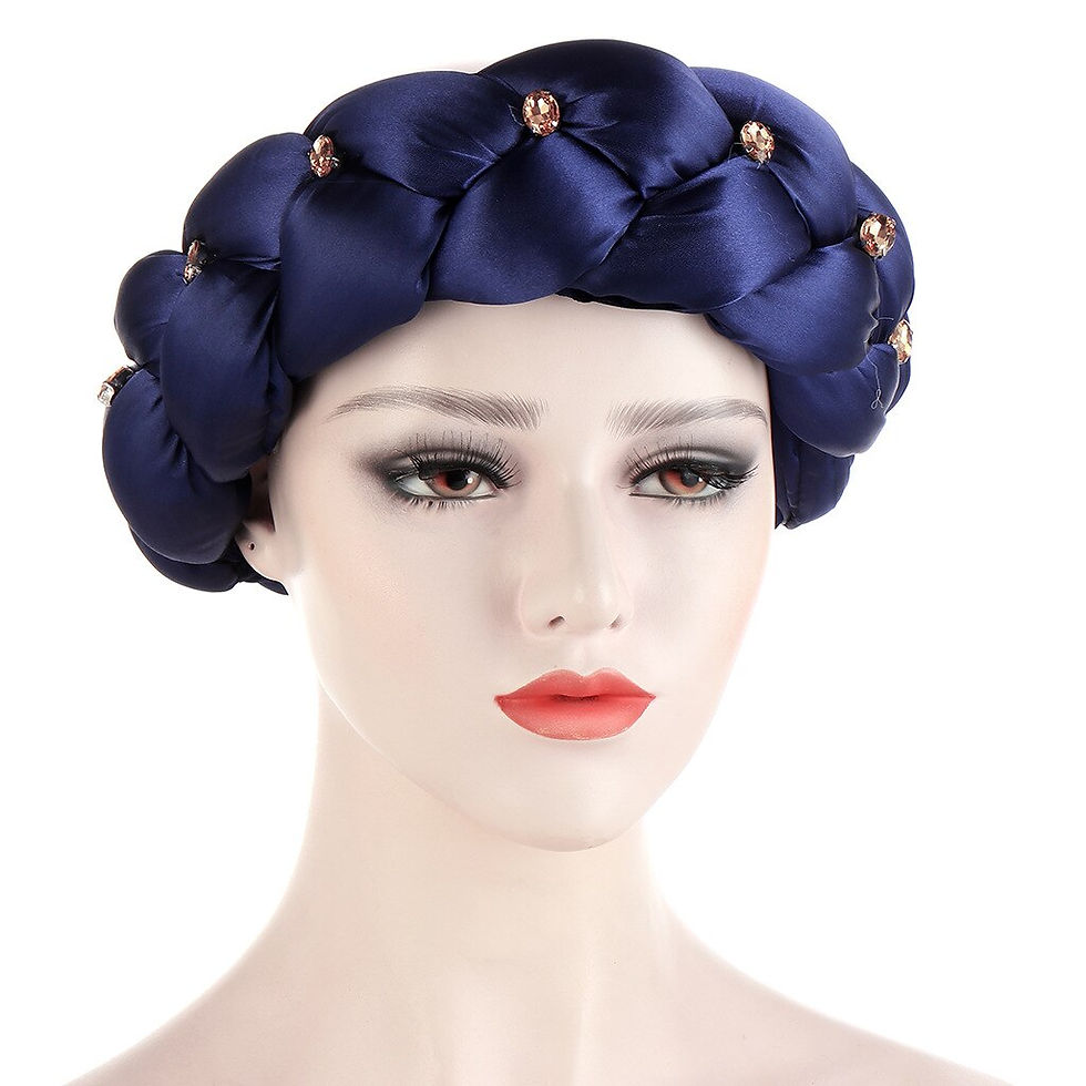 Thumbnail: 2022 Latest Exaggerated big satin twist braid Handmade African Cap Nigerian Wed