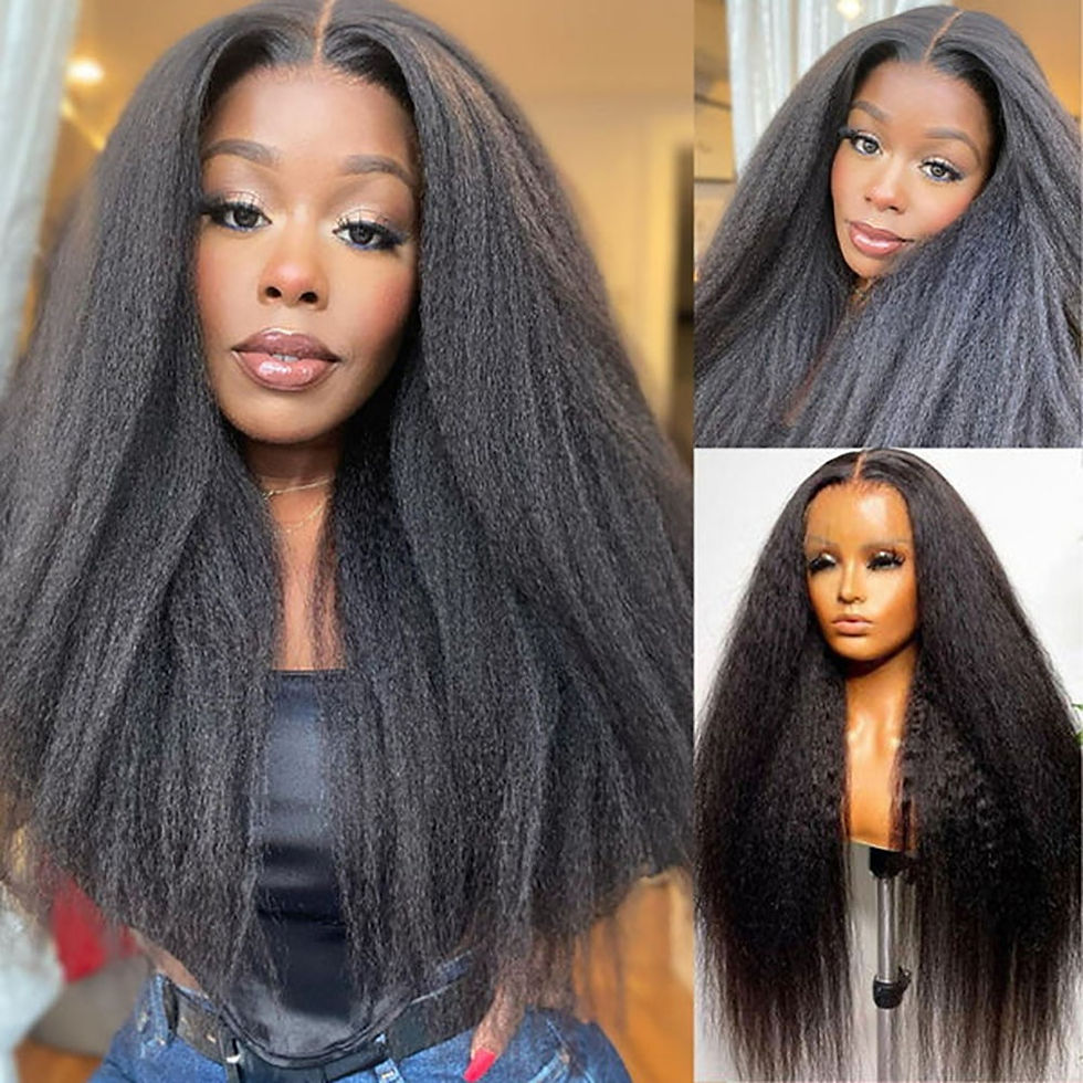 Thumbnail: Lace Front Wigs Kinky Straight Human Hair Wig HD Transparent Yaki Straight Lace