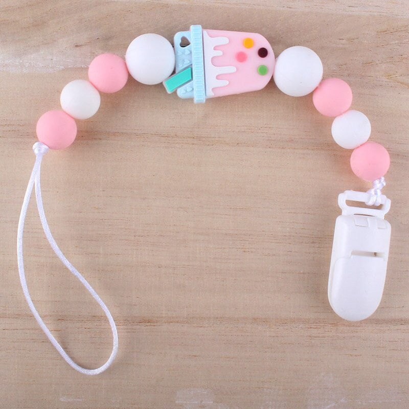 Thumbnail: Cartoon Animal Silicone Beads Teething Pacifier Clips Baby Pacifier Holder Dumm
