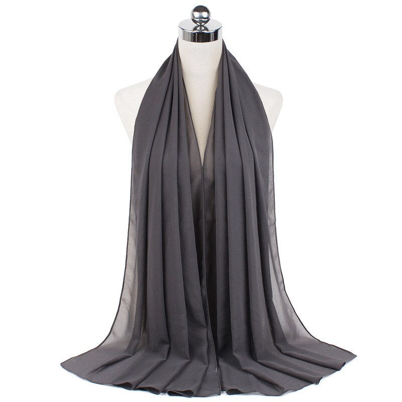 Thumbnail: High Quality Good Stitching Stitch Plain Premium Heavy Chiffon Hijab Scarf Mala