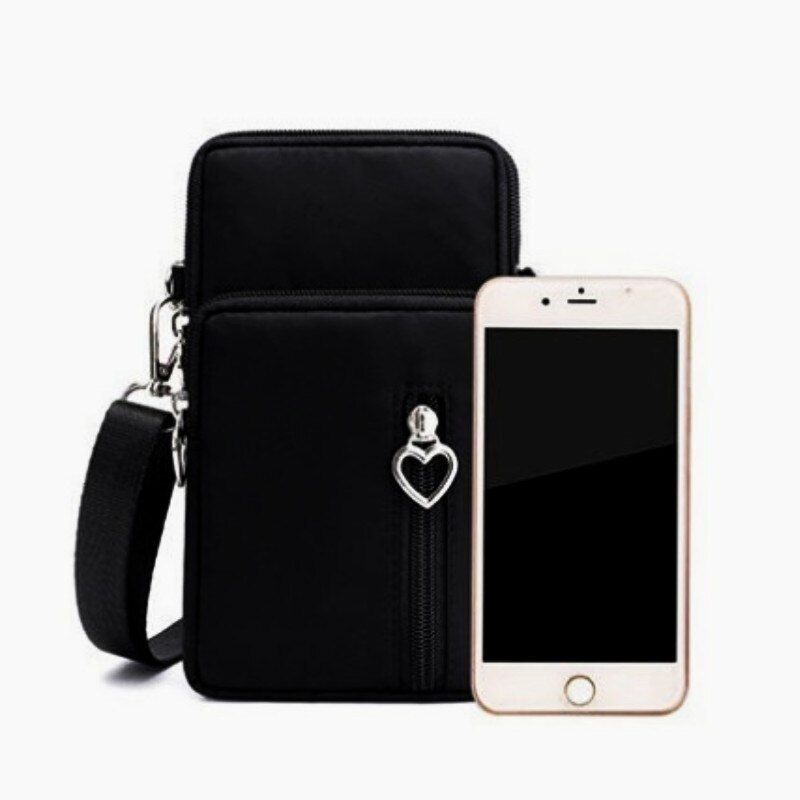 Thumbnail: New Mobile Phone Female ThreeLayer Mini ShoulderMessenger Wrist Change Key Stor