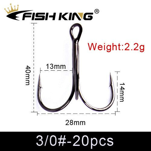 Thumbnail: FISH KING 20pcs/Pack Fishing Hook High Carbon Steel Black Nickel Super Sharp Tr