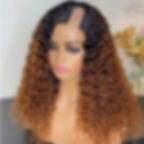 Thumbnail: Soft Highlight Ombre Blonde Long 24inch Kinky Curly U Part Wig European Remy Hu